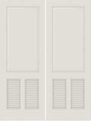 WDMA 20x80 Door (1ft8in by 6ft8in) Interior Barn Smooth SL-3190-PNL-LVR MDF 3 Panel Vented Louver Double Door 1