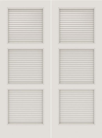 WDMA 20x80 Door (1ft8in by 6ft8in) Interior Barn Smooth SL-3100-LVR MDF 3 Panel Vented Louver Double Door 1