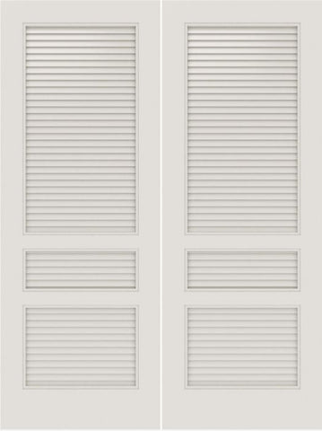 WDMA 20x80 Door (1ft8in by 6ft8in) Interior Swing Smooth SL-3010-LVRL MDF 3 Panel Vented Louver Double Door 1