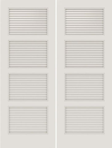 WDMA 20x80 Door (1ft8in by 6ft8in) Interior Swing Smooth SL-4100-LVR 4 Panel Vented Louver Double Door 1