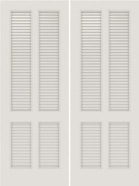 WDMA 20x80 Door (1ft8in by 6ft8in) Interior Swing Smooth SL-4010-LVR MDF 4 Panel Vented Louver Double Door 1