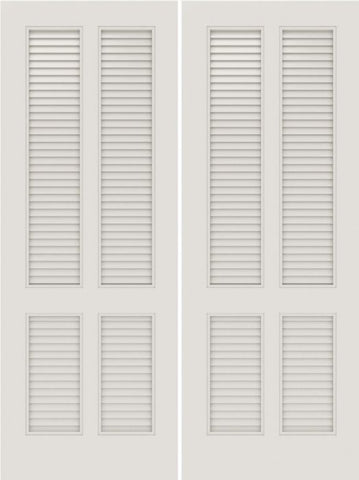 WDMA 20x80 Door (1ft8in by 6ft8in) Interior Swing Smooth SL-4010-LVR MDF 4 Panel Vented Louver Double Door 1