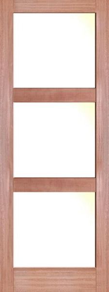 WDMA 24x80 Door (2ft by 6ft8in) Interior Barn Mahogany 3 Lite Shaker Single Door w/ Matte Glass SH-19 1