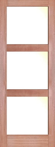 WDMA 24x80 Door (2ft by 6ft8in) Interior Barn Mahogany 3 Lite Shaker Single Door w/ Matte Glass SH-19 1