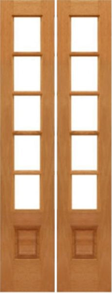 WDMA 28x96 Door (2ft4in by 8ft) Interior Barn Mahogany 5-lite French Door w Bottom Panel Solid Wood 1