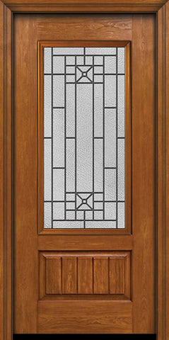 WDMA 30x80 Door (2ft6in by 6ft8in) Exterior Cherry Plank Panel 3/4 Lite Single Entry Door Courtyard Glass 1