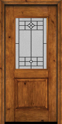 WDMA 30x80 Door (2ft6in by 6ft8in) Exterior Knotty Alder Alder Rustic Plain Panel 1/2 Lite Single Entry Door Beaufort Glass 1