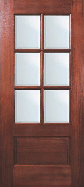 WDMA 30x80 Door (2ft6in by 6ft8in) Exterior Mahogany 80in 6 Lite TDL DoorCraft Door w/Bevel IG 1