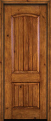 WDMA 30x96 Door (2ft6in by 8ft) Exterior Knotty Alder 96in Alder Rustic V-Grooved Panel Single Entry Door 1