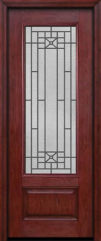 WDMA 30x96 Door (2ft6in by 8ft) Exterior Cherry 96in 3/4 Lite Single Entry Door Courtyard Glass 1