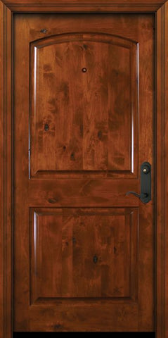 WDMA 32x80 Door (2ft8in by 6ft8in) Exterior Knotty Alder 80in Arch 2 Panel Estancia Alder Door 2