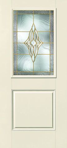 WDMA 32x80 Door (2ft8in by 6ft8in) Exterior Smooth Fiberglass Impact HVHZ Door 1/2 Lite 1 Panel Wellesley 6ft8in 1