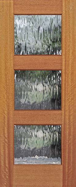 WDMA 32x80 Door (2ft8in by 6ft8in) Exterior Mahogany 80in 3 lite TDL Continental DoorCraft Door w/Textured Glass 1