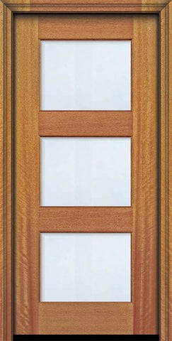 WDMA 32x80 Door (2ft8in by 6ft8in) Exterior Mahogany 80in 3 lite TDL Continental DoorCraft Door w/Bevel IG 2