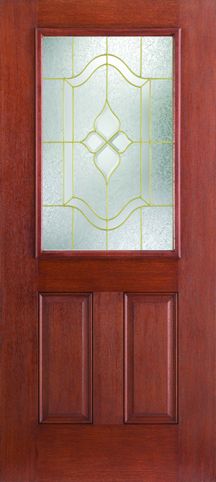 WDMA 32x80 Door (2ft8in by 6ft8in) Exterior Mahogany Fiberglass Impact HVHZ Door 1/2 Lite 2 Panel Concorde 6ft8in 1