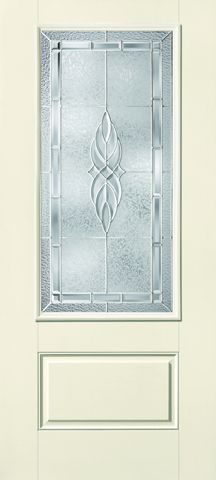 WDMA 32x80 Door (2ft8in by 6ft8in) Exterior Smooth Fiberglass Impact HVHZ Door 3/4 Lite 1 Panel Kensington 6ft8in 1