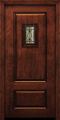 WDMA 32x80 Door (2ft8in by 6ft8in) Exterior Mahogany 80in 2 Panel Square V-Grooved Door with Speakeasy 1