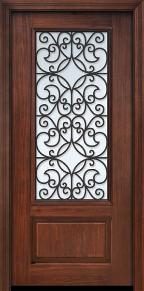 WDMA 32x80 Door (2ft8in by 6ft8in) Exterior Cherry 80in 1 Panel 3/4 Lite Florence / Walnut Door 1