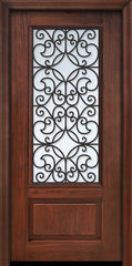 WDMA 32x80 Door (2ft8in by 6ft8in) Exterior Cherry 80in 1 Panel 3/4 Lite Florence / Walnut Door 1