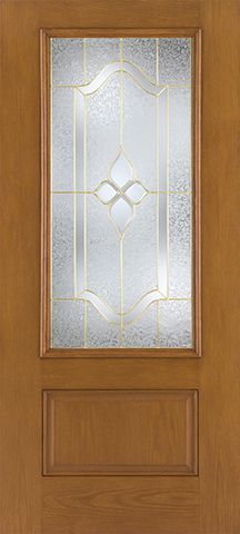 WDMA 32x80 Door (2ft8in by 6ft8in) Exterior Oak Fiberglass Impact Door 3/4 Lite Concorde 6ft8in 1