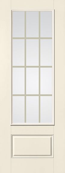 WDMA 32x96 Door (2ft8in by 8ft) French Smooth Fiberglass Impact Door 8ft 3/4 Lite GBG Flat White Low-E 1