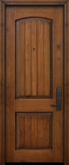 WDMA 32x96 Door (2ft8in by 8ft) Exterior Knotty Alder IMPACT | 96in 2 Panel Arch V-Groove Door 1