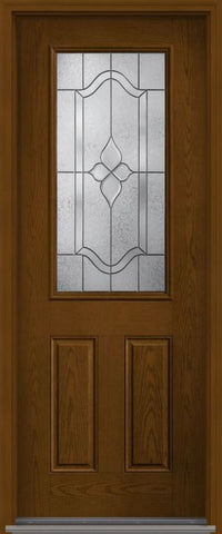 WDMA 32x96 Door (2ft8in by 8ft) Exterior Oak Concorde 8ft Half Lite 2 Panel Fiberglass Single Door HVHZ Impact 1