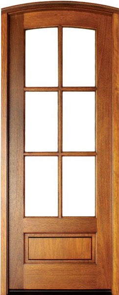 WDMA 34x78 Door (2ft10in by 6ft6in) Patio Mahogany Alexandria Arched SDL 6 Lite Impact Single Door/Arch Top 1