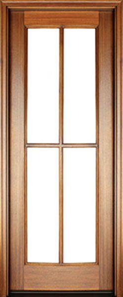 WDMA 34x78 Door (2ft10in by 6ft6in) French Mahogany Full View SDL 4 Lite Cross Bars Impact Single Door 1-3/4 Thick 1