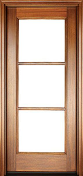 WDMA 34x78 Door (2ft10in by 6ft6in) Patio Mahogany Full View SDL 3 Lite Impact Single Door 1-3/4 Thick 1