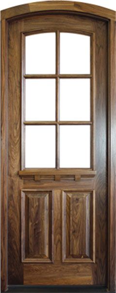 WDMA 34x78 Door (2ft10in by 6ft6in) Exterior Mahogany Craftsman or Walnut Hillcrest Single Door/Arch Top 6-Lite 1