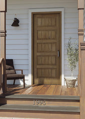 WDMA 34x78 Door (2ft10in by 6ft6in) Exterior Swing Mahogany 5 Panel V-Grooved Plank Rustic-Old World or Interior Single Door 1