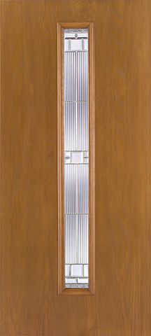 WDMA 34x80 Door (2ft10in by 6ft8in) Exterior Oak Fiberglass Door Linea Centered Saratoga 6ft8in 1