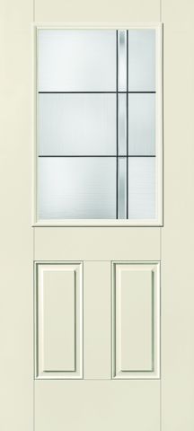 WDMA 34x80 Door (2ft10in by 6ft8in) Exterior Smooth Fiberglass Impact Door 1/2 Lite 2 Panel Axis 6ft8in 1