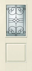 WDMA 34x80 Door (2ft10in by 6ft8in) Exterior Smooth Fiberglass Impact Door 1/2 Lite 1 Panel Plank Salinas 6ft8in 1