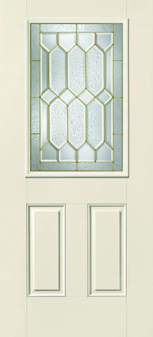 WDMA 34x80 Door (2ft10in by 6ft8in) Exterior Smooth Fiberglass Impact Door 1/2 Lite 2 Panel Crystalline 6ft8in 1