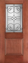 WDMA 34x80 Door (2ft10in by 6ft8in) Exterior Mahogany Fiberglass Impact HVHZ Door 1/2 Lite 1 Panel Salinas 6ft8in 1