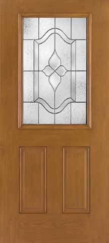 WDMA 34x80 Door (2ft10in by 6ft8in) Exterior Oak Fiberglass Impact Door 1/2 Lite Concorde 6ft8in 1