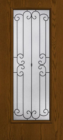 WDMA 34x80 Door (2ft10in by 6ft8in) Exterior Oak Riserva Full Lite W/ Stile Lines Fiberglass Single Door 1