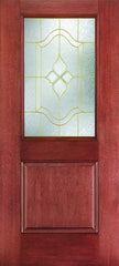 WDMA 34x80 Door (2ft10in by 6ft8in) Exterior Mahogany Fiberglass Impact HVHZ Door 1/2 Lite 1 Panel Concorde 6ft8in 1