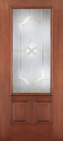 WDMA 34x80 Door (2ft10in by 6ft8in) Exterior Mahogany Fiberglass Impact Door 3/4 Lite 2 Panel Concorde 6ft8in 1