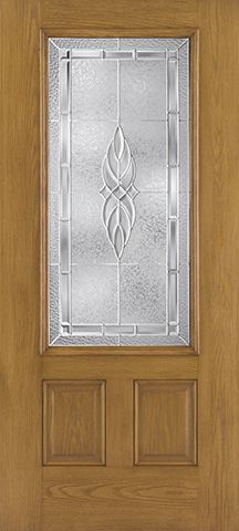 WDMA 34x80 Door (2ft10in by 6ft8in) Exterior Oak Fiberglass Impact Door 3/4 Lite Kensington 6ft8in 1