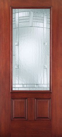 WDMA 34x80 Door (2ft10in by 6ft8in) Exterior Mahogany Fiberglass Impact HVHZ Door 3/4 Lite 2 Panel Maple Park 6ft8in 1