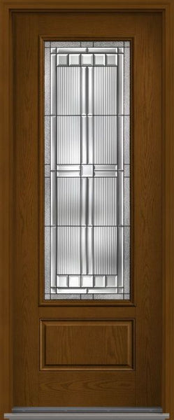 WDMA 34x96 Door (2ft10in by 8ft) Exterior Oak Saratoga 8ft 3/4 Lite 1 Panel Fiberglass Single Door 1