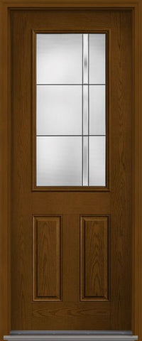 WDMA 34x96 Door (2ft10in by 8ft) Exterior Oak Axis 8ft Half Lite 2 Panel Fiberglass Single Door 1