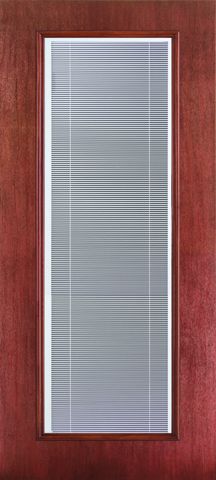 WDMA 34x96 Door (2ft10in by 8ft) French Mahogany Fiberglass Impact Exterior Door 8ft Full Lite Flush Blinds 1