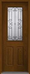 WDMA 34x96 Door (2ft10in by 8ft) Exterior Oak Riserva 8ft Half Lite 2 Panel Fiberglass Single Door 1