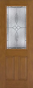 WDMA 34x96 Door (2ft10in by 8ft) Exterior Oak Fiberglass Impact Door 8ft 1/2 Lite Blackstone 1