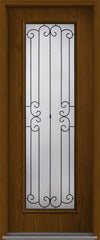 WDMA 34x96 Door (2ft10in by 8ft) Exterior Oak Riserva 8ft Full Lite W/ Stile Lines Fiberglass Single Door HVHZ Impact 1