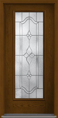 WDMA 34x96 Door (2ft10in by 8ft) Exterior Oak Concorde 8ft Full Lite W/ Stile Lines Fiberglass Single Door 1